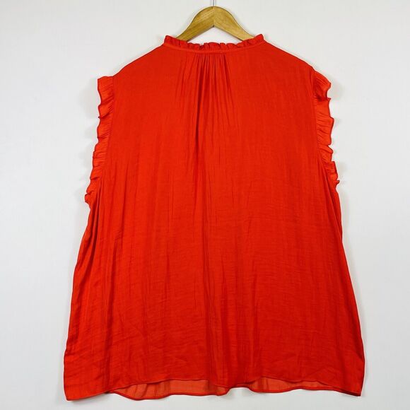 Joie Orange‎ Short Sleeve Ruffled Gathered Light Peasant Blouse Top Womens 3X - Picture 5 of 7